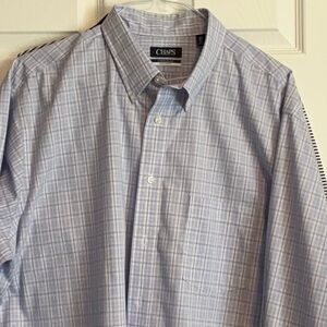 Chaps Blue Dress Shirt with Classic Plaid Design